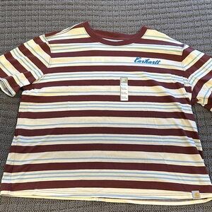 NWT women’s Carhartt short sleeve tee size L maroon blue and white